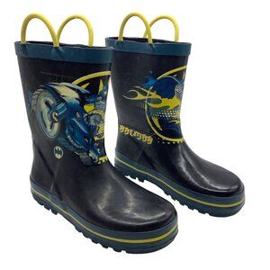 Batman Rain Boots Kid Size 11/12 Pull On Handles Graphic Design